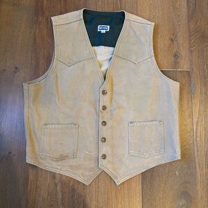 VINTAGE 80s Big Smith Mens Cotton Canvas Work Vest, Snaps, XL, Made in USA